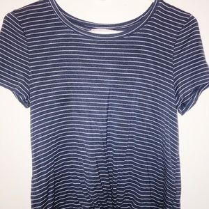 navy and white striped top